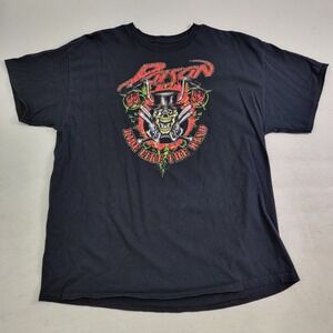 Poison "Ride Like‎ The Wind" Concert Tour Men's Sz XL T-Shirt Skull Motorcycle